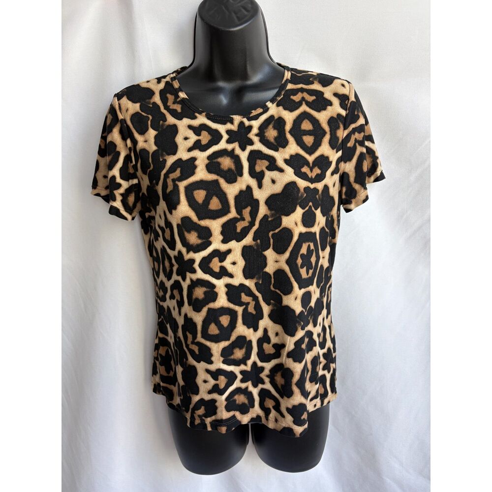 Nygard Collection Leopard Animal Print T Shirt Size S Mob Wife Sexy 90s Classy